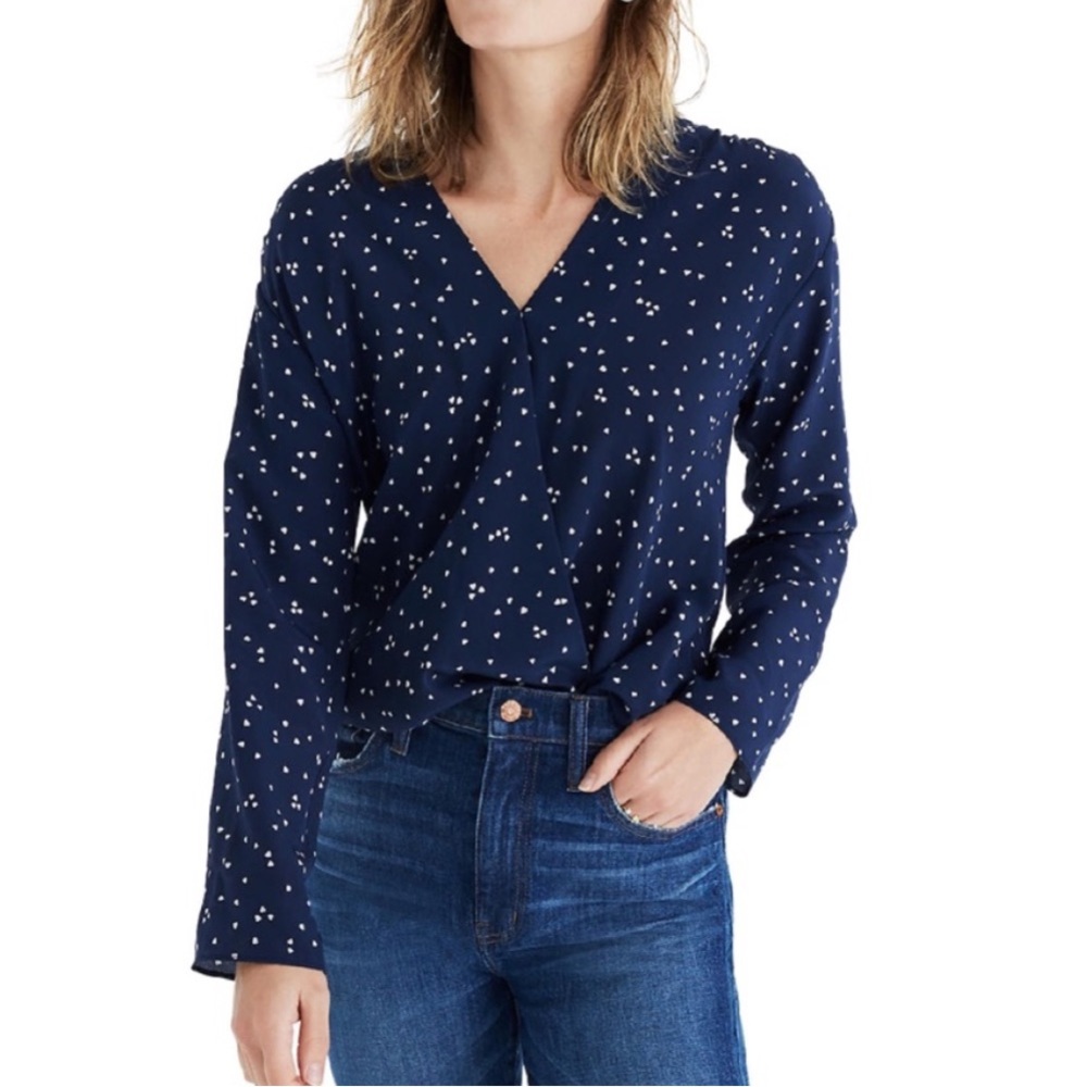 Flash Sale! Madewell Silk Navy Hearts Blouse